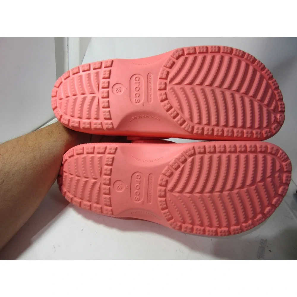 Crocs Clog Mens Size 13 Coral Pink Slip On Water Friendly Shoes Adjustable Strap